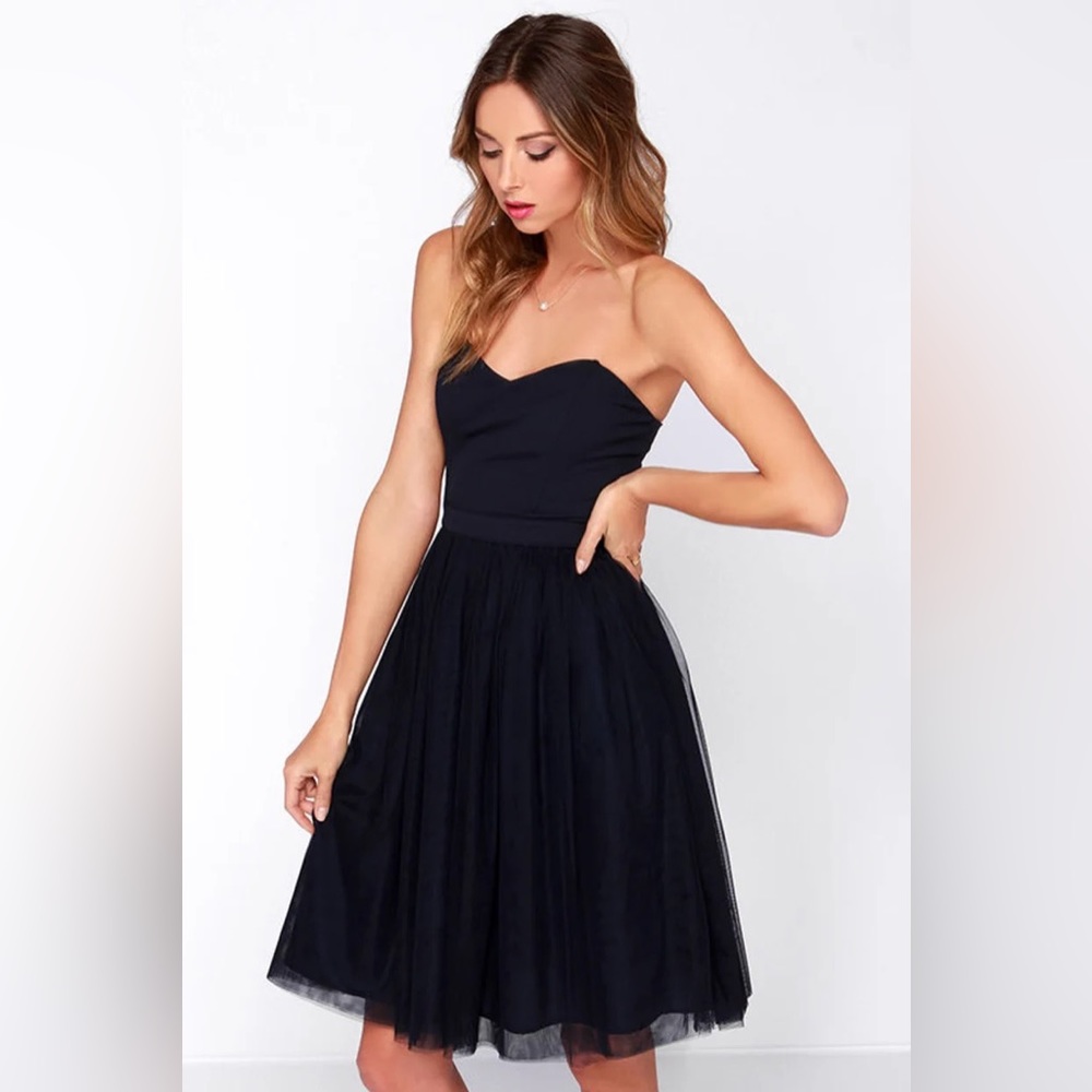 LULUS Exclusive Ballet Liaisons Strapless Navy Blue Dress